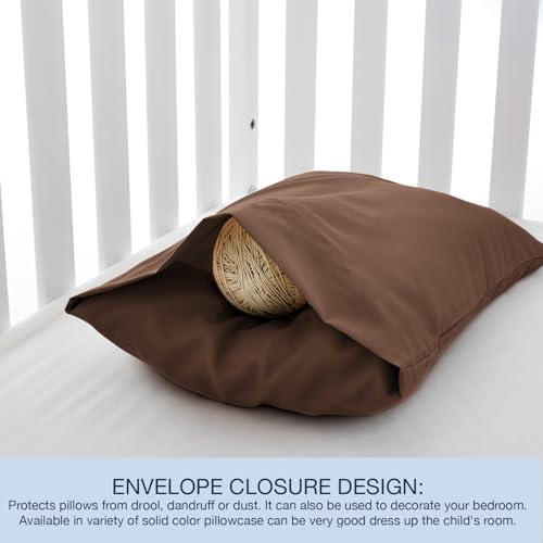 Image of EXQ Home Toddler Pillowcases 13x18 Travel Pillow Case Set of 2, Small Pillow Case Fits Baby Pillow Sized 12x16, 13x18, Kids Pillowcases 2 Pack Machine Washable with Envelope Closure(Brown)