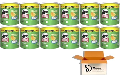 Pringlas Crisps Pop & Go Tubs 40g (Pack 12) (Sour Cream & Onion)