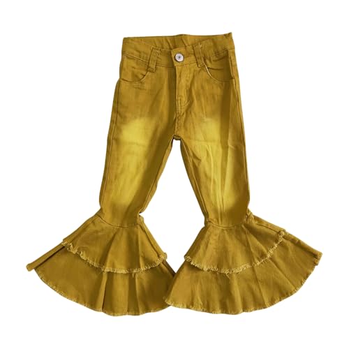 Todder Yellow Girl Jeans Ruffle Bell Bottom