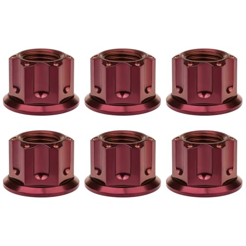 Image of Titanium M6 M8 M10 M12 M14 M16 Flange Bolt Nut Bicycle Motorcycle Rear Axle Car Modification Accessories Pack of 6 (M12 Pitch 1.25mm, Burgundy)