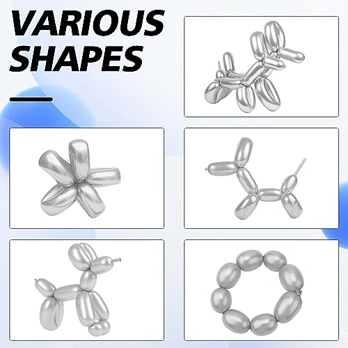 Image of 100 Pcs Silver 260 Balloons, Long Balloon for Tying Balloon Arch, Latex Animal Long Skinny Twisty Magic Balloon Twisting Art Kit for Home Office Game Banquet DIY Projects Party Decorations Supplies