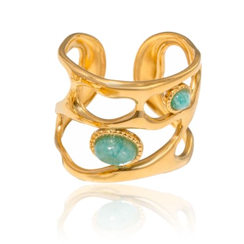 Boho Western Turquoise Ring, Oval Turquoise Gemstone December Bir...