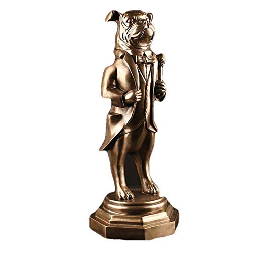 Figurines de chien rigolo en résine cuivrée pour décoration de maison et meuble TV H3TF5J