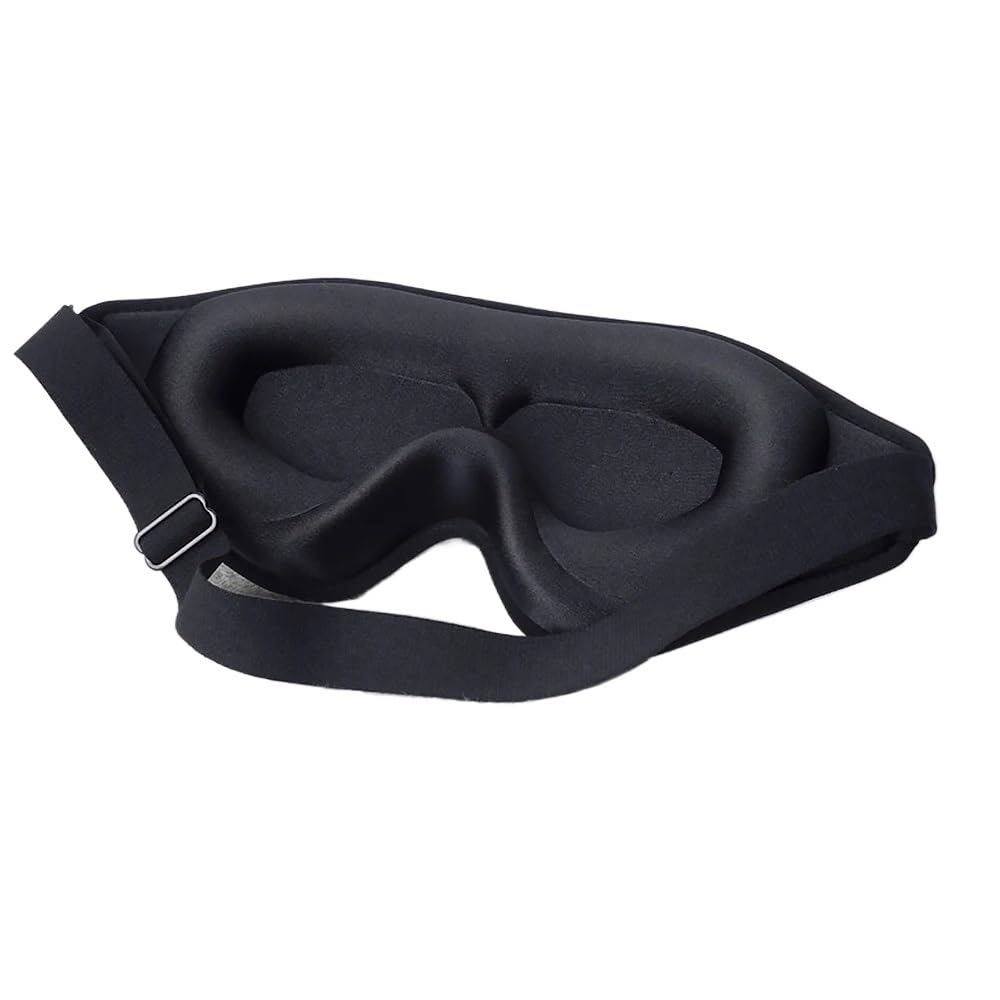 Mascherina 3D per dormire, in morbida memory foam, con protezione al 99% per proteggere gli occhi (nero, 3 pezzi)