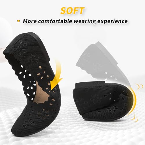 Image of BABUDOG Mesh Ballet Flats Shoes for Women,Womens Flats Dressy Comfortable,Women's Dress Shoes with Flower Eyelets,Slip on Casual Walking Flats