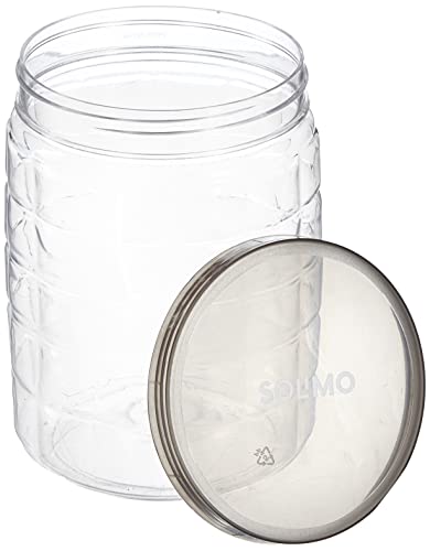 Image of Amazon Brand - Solimo Checkered Jar Container, Set of 18 (6 x 250 ml Each, 6 x 500 ml Each, 6 x 1000 ml Each), Black | Kitchen Organiser | BPA Free | Stackable