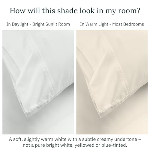 California Design Den Certified Luxury 100% Egyptian Cotton Sheets California King Size Set - Soft Sateen, Deep Pockets, Cool and Durable Bedding Sheets & Pillowcases Set - Ivory (Cream Tone)