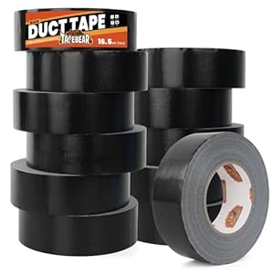 TAPEBEAR Panzertape Schwarz 32m x 48mm, 16.5mil Super Starkes Gewebeband, UV Beständig, Wasserdichtes Reparaturband Mehrzweck Witterungsbeständig Gewebeklebeband für Innen und Außen, 12 Rollen