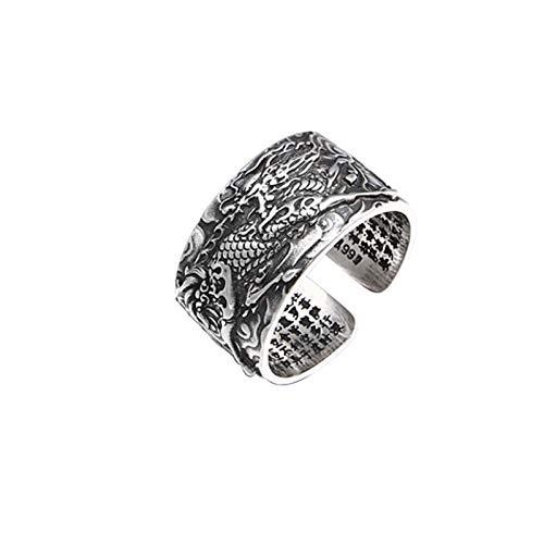 Bague dragon homme en argent 990 vintage avec un anneau ouvert réglable