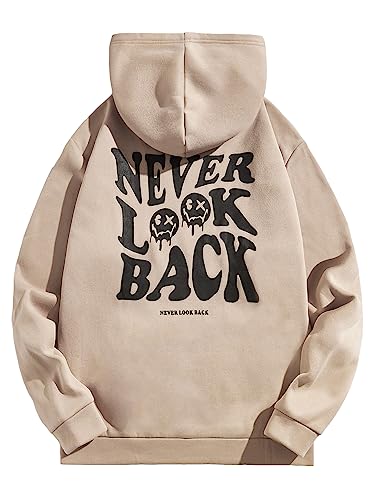 SOLY HUX Letter Hoodies for Men Casual Slogan Graphic Long Sleeve Streetwear Pullover Sweatshirt with Pocket