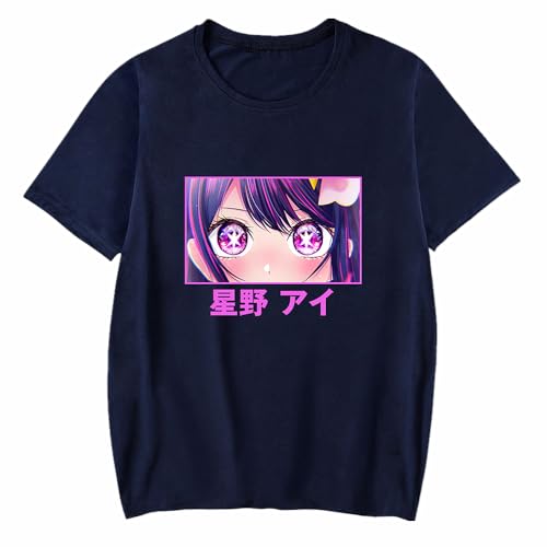 T-shirt en coton bleu imprimé anime Oshi No KO Hoshino Ai, T-shirts décontractés utilisés pour les fans de manga, cadeau de cosplay, Bleu 3, L
