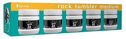 Brave Finder Rock Tumbler Refill Grit Media Kit, Stone Polisher (3.5 Pounds Polishing Grits + Poly Plastic Pellets), Compatible with Any Brand Tumbler