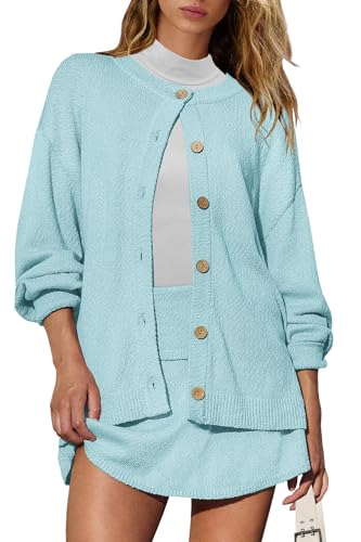 Image of Panadila Womens Sweater Skirt Set 2 Piece Outfits Sweater Skort Set Lounge Cardigan and Knit Skirt Matching Outfits