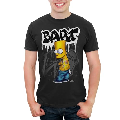 Men's The Simpsons Bart Tattoo Brick Paint T-Shirt - Black - 2X Large
