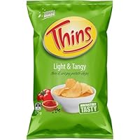 Thins Light and Tangy Potato Chips 175g, Pack of 12
