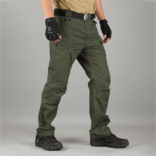 ADHOWBEW Mens Cargo Pants Hiking Casual Tactical Baggy Lightweight Elastic Waist Cotton Trousers3