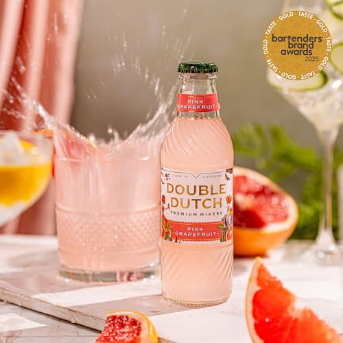 Double Dutch Pink Grapefruit Soda | Low Calorie Diet Soft Drink | 100% Natural Ingredients | Gluten Free, Vegan Friendly Premium Mixer Perfect For Gin, Vodka & Cocktails | 24 x 200ml Bottles