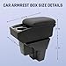 Car Armrest Box for Kia Rio 2018-2023 Auto Accessories Center Console Leather Arm Rest Double-Layer Storage Space with Cup Holder (Black Thread)