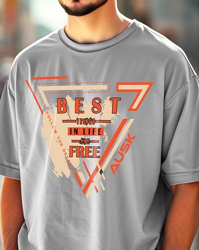 Image of AUSK T-Shirt for Mens with Round Neck Oversized Drop Shoulder