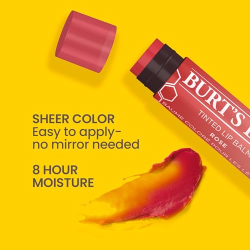 Burt'S Bees 4436030 Lip Tint Balm Stocking Stuffers Gifts, Long Lasting 2 In 1 Duo Tinted Balm Formula, Color Infused With Hydrating Shea Butter For A Natural Looking Buildable Finish, Petal Rose thumb #1