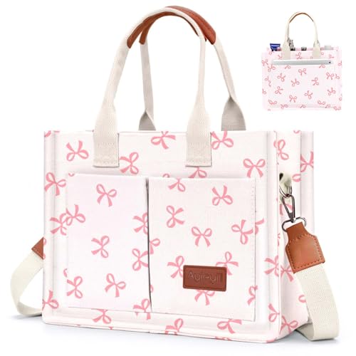 Image of Canvas Tote Bag for Women with Pockets Crossbody Bag Tote Shoulder Handbags Casual Work Bags Everything Tote Bag