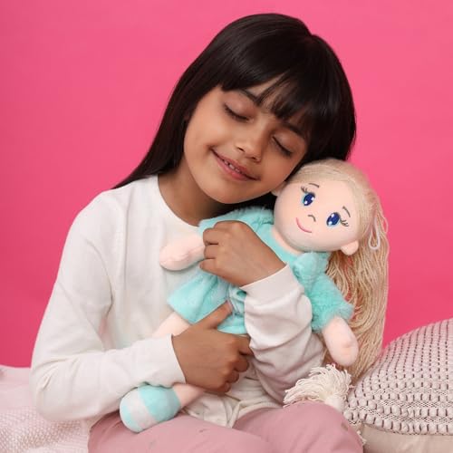 Image of Mirada Huggable Bella Gudiya /Doll Soft Toy for Girls /Kids -42 cm |Cute Cuddle Companion | Washable and Super Soft Fabric Body |Stuffed Plush | Ideal Gift for Rakhi /Raksha Bandhan- Green Jacket