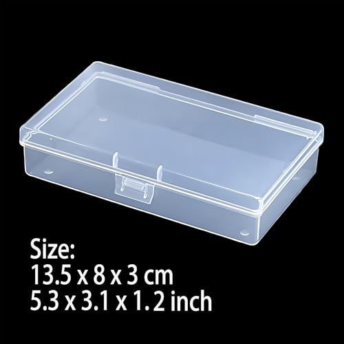 Image of 8 Pcs Plastic, Mini Clear Bead Storage Boxes with Hinged Lid and Rectangular Clear Craft Storage Boxes, Jewelry and Organizer,Nail Tool Box,Circuit board storage(8, 5.3 inch x 3.1 inch x 1.2 inch)
