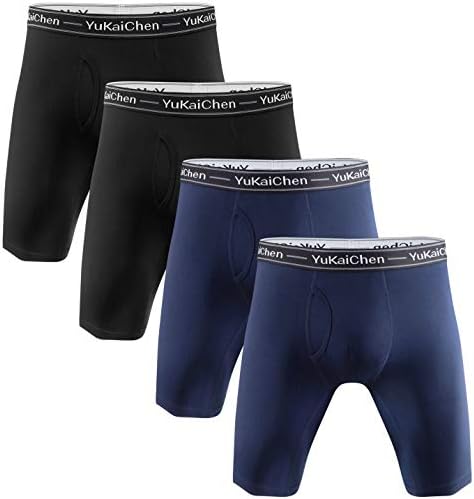 YuKaiChenMen's Soft Bamboo Fiber Underwear Long Boxer Briefs Function Fly