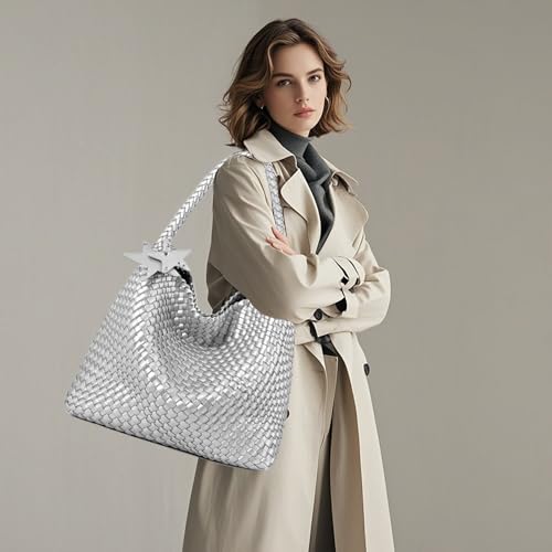 Image of Woven Tote Bag for Women, Shoulder Handbags, Beach Hobo, Handwoven Satchel Underarm Bag, Top-Handle Bag With Purses