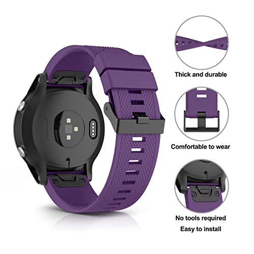 for Quickfit 22mm Strap for Garmin Fenix 7/Fenix 7 Pro/Fenix 7X/Fenix 6 Pro/Fenix 6/Fenix 5/5 Plus Strap,Silicone QuickFit 22mm Band for Garmin Instinct/Approach S60/S62/Forerunner 945/935(Purple) - Image 3