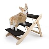 COZIWOW 2 in 1 Foldable Dog Stairs/Ramp Prime Clearance, Carpeted 3-Tier Pet Steps for Cats and...