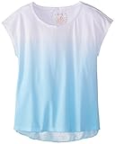 Kidtopia Big Girls' Printed Dip Dye Cropped Dolman Sleeve Top with Contrast