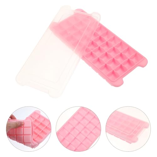 Bandeja de silicona para hielo 3 piezas con tapa rosa miniatura 6
