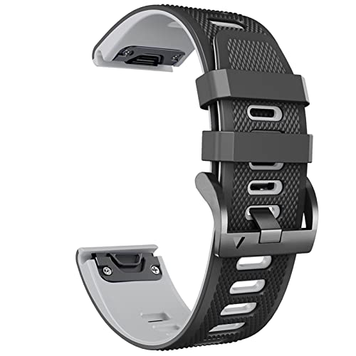 Bracelet Quickfit 22mm en silicone souple noir et gris pour montre connectée