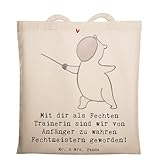 Mr. & Mrs. Panda Tasche Fechten Trainerin Meister - Geschenk, Fechter, Fechtkunst, Fechttechnik, Sporttrainer, Strandtasche, Erinnerungsgeschenk, Stoffbeutel, Beutel, Sportart, Laptoptasche, Tote Bag