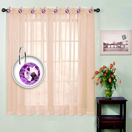 Beavo Acrylic Fashion Decorative Home Rolling Purple Shower Curtain Hooks Rhinestones Bathroom Bath Baby Room Bedroom Living Room Decor Set Of 12 Rings (Purple) #TOP1