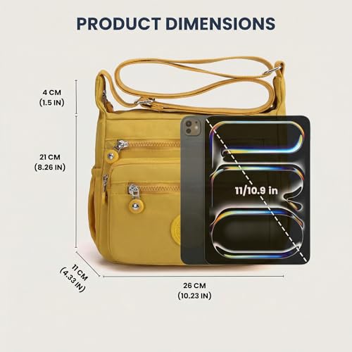 Image of TS WITH TECHSUN Women's Crossbody Sling Bag For Everyday Use, Nylon Shoulder Bag with Zipper Pockets, Adjustable Strap, Water Resistant Handbag for Travel, Shopping