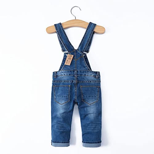 Kidscool Space Little Girl Boy Jean Overalls,Toddler Denim Cute Slim Pants,Deep Blue,5-6 Years #TOP1