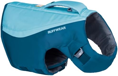 Ruffwear, Float Coat Dog Life Jacket, Premium Buoyancy Swim Vest with Lift Handle, Secure Fit & Reflective Trim, Adjustable Flotation for Swimming, Boating, & Outdoor Adventures, Deep Blue, Small