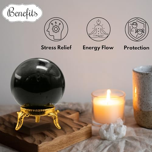 Image of Certified Black Tourmaline Crystal Ball for Meditation
