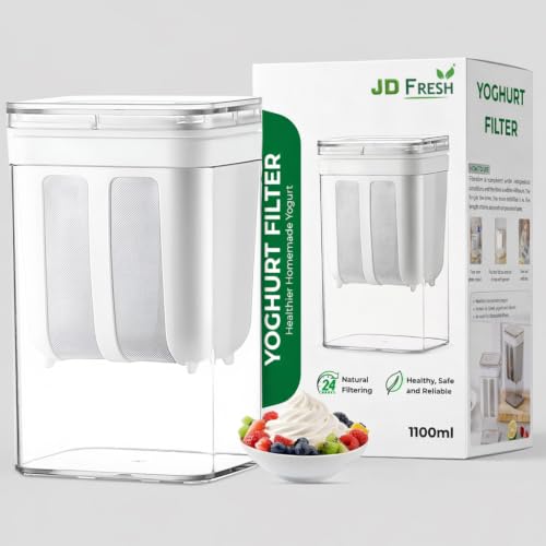 Image of JD FRESH Hung Curd Maker & Greek Yogurt Strainer 1100ml | BPA-Free Fine Mesh Strainer Box with Lid | Whey Separator for Thick Homemade Curd, Paneer & Cheese | Dahi Maker