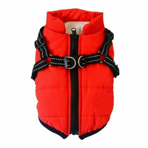 Pet Padded Warm Vest Dog Winter Jacket Waterproof Cold Weather Coats with Harness Built in,2 in 1 Dog Vest With Chest Strap Zipper For Small Medium Large Dogs