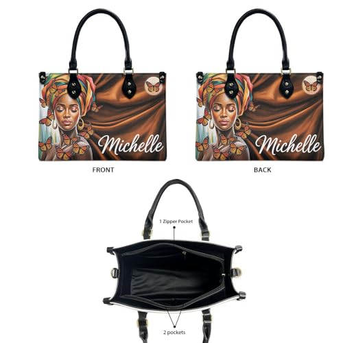 Personalized Queen Leather Bag, Gift for African American, Afro Black Girl, Mother's Day Gift, Church Bags for Women, Bible Bag, Purses For Moms, Personalized Bags qsmTpA2