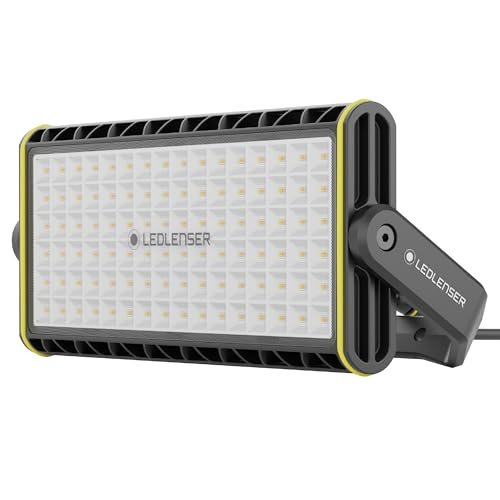 Ledlenser AF12C Work Area Light - AC Powered, 8000 Lumens, Black - 5 Brightness Levels for Flexible Illumination - 5-Step Tunable White Light - IP67 Rating for Water & Dust Resistance
