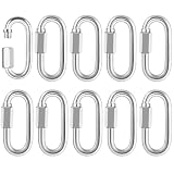 10 x M8 Schraubkarabiner Edelstahl 304 Kettenverbinder mit 691Kg Belastbarkeit, Schraubverbinder Karabiner Kettenglied für Kletter Schaukel Fitness