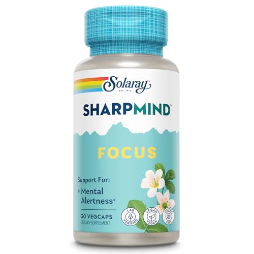Image of SOLARAY SharpMind Focus, Mental Alertness Nootropic Supplement, Memory Support, Each Capsule with Cognizin Citicoline, Vegan, 60 Day Money Guarantee, 30 Serv 30 Vegetarian Capsules Pills