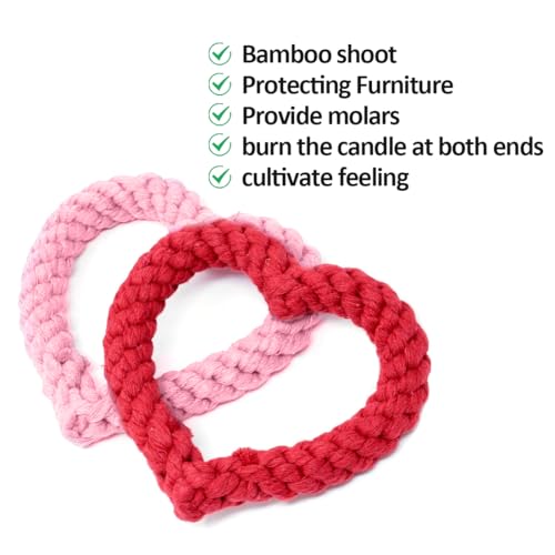 OUDQFCJ 2 piezas Juguetes para Cachorros, Robusto e Interactivo, Morder Perros Pequeños y Medianos, Limpieza Dental, Forma de Corazón, Mordedor Perro Cachorro - imagen 3