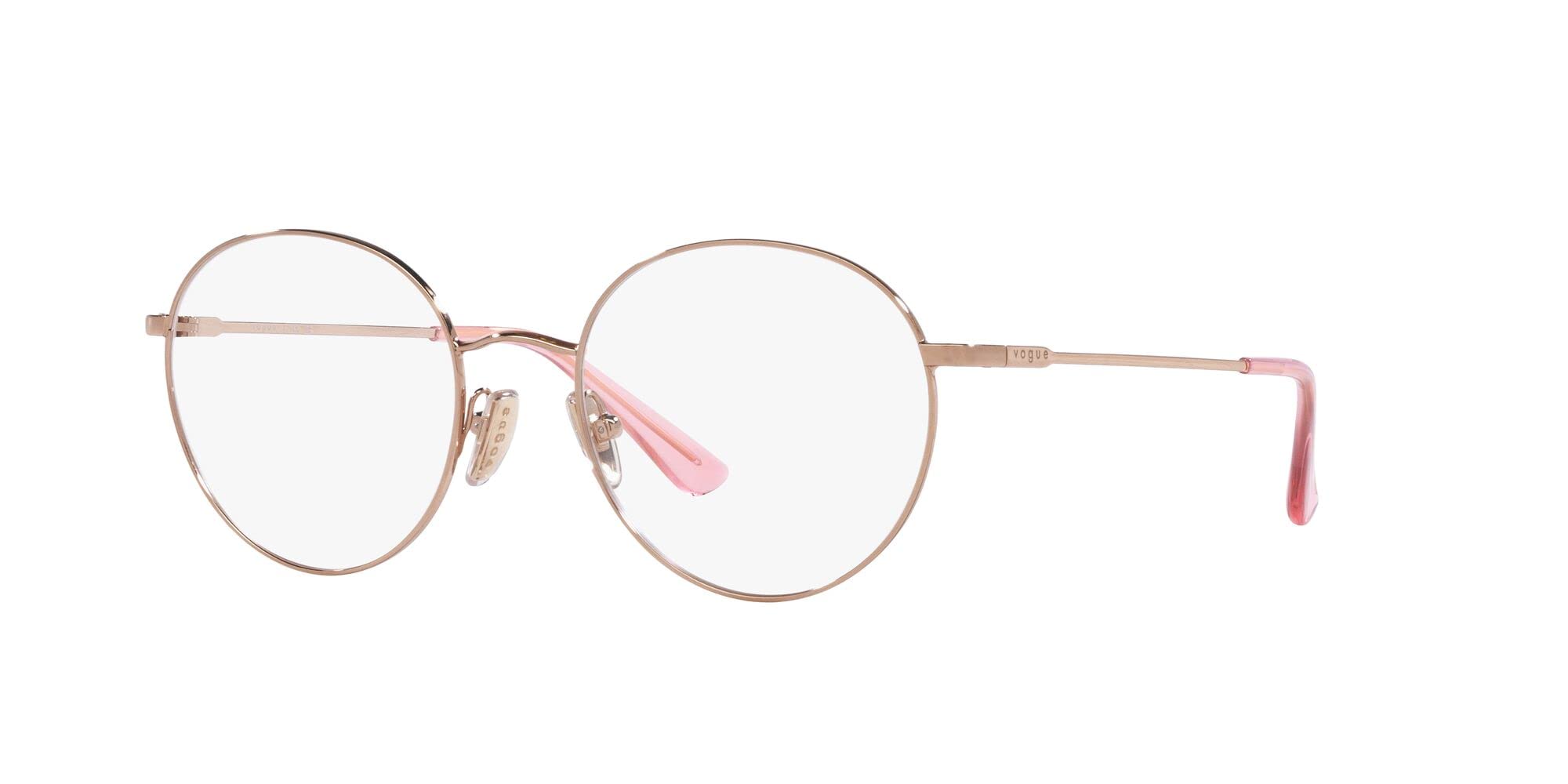 Vogue Eyewear Women's VO4177 Round Prescription Eyewear Frames, Rose Gold/Demo Lens, 50 mm