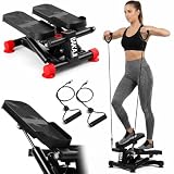 BAKAJI Stepper Fitness per Casa Multifunzione 3in1 con Display LCD e Elastici per Allenamento Braccia Full Body, Attrezzo da Palestra con Accessori Versatile per Cardio Conteggio Calorie, Tempo, Reps