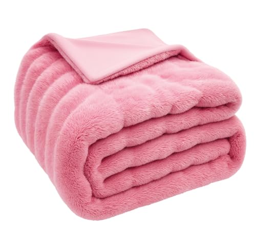 Image of VAS COLLECTIONS Bubble Blanket 600 GSM Heavyweight Ultra-Soft & Warm Blanket | Double Bed 223x223 cm (3000g) | Premium Winter Blanket for Bedroom & Heavy Winter Use - (Pink, Double - 3Kg)